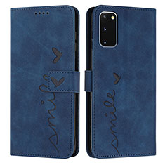 Leather Case Stands Flip Cover Holder Y03X for Samsung Galaxy S20 Blue