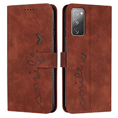 Leather Case Stands Flip Cover Holder Y03X for Samsung Galaxy S20 FE 5G Brown