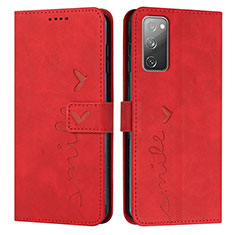 Leather Case Stands Flip Cover Holder Y03X for Samsung Galaxy S20 Lite 5G Red