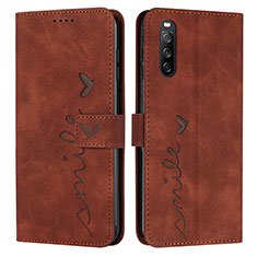 Leather Case Stands Flip Cover Holder Y03X for Sony Xperia 10 IV SOG07 Brown