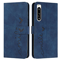 Leather Case Stands Flip Cover Holder Y03X for Sony Xperia 5 IV Blue