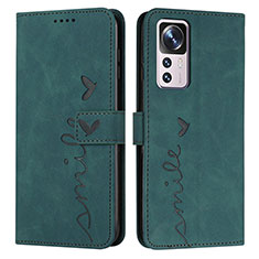 Leather Case Stands Flip Cover Holder Y03X for Xiaomi Mi 12T Pro 5G Green