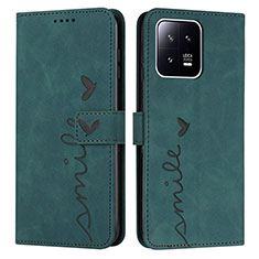 Leather Case Stands Flip Cover Holder Y03X for Xiaomi Mi 13 5G Green