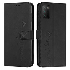 Leather Case Stands Flip Cover Holder Y03X for Xiaomi Poco M3 Black