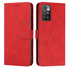 Leather Case Stands Flip Cover Holder Y03X for Xiaomi Redmi 10 (2022) Red