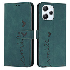 Leather Case Stands Flip Cover Holder Y03X for Xiaomi Redmi 12 4G Green