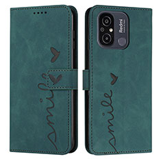 Leather Case Stands Flip Cover Holder Y03X for Xiaomi Redmi 12C 4G Green