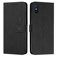 Leather Case Stands Flip Cover Holder Y03X for Xiaomi Redmi 9A Black