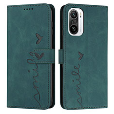 Leather Case Stands Flip Cover Holder Y03X for Xiaomi Redmi K40 5G Green