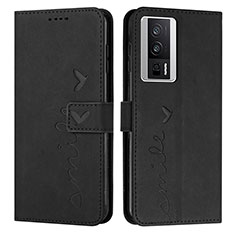 Leather Case Stands Flip Cover Holder Y03X for Xiaomi Redmi K60 5G Black