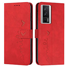 Leather Case Stands Flip Cover Holder Y03X for Xiaomi Redmi K60 5G Red