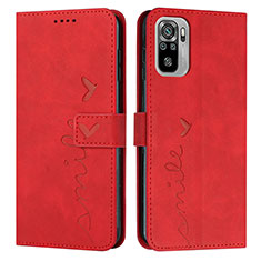 Leather Case Stands Flip Cover Holder Y03X for Xiaomi Redmi Note 10 4G Red