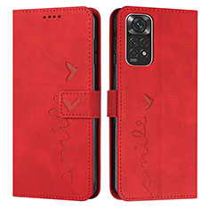 Leather Case Stands Flip Cover Holder Y03X for Xiaomi Redmi Note 11 4G (2022) Red