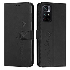 Leather Case Stands Flip Cover Holder Y03X for Xiaomi Redmi Note 11 5G Black