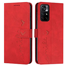 Leather Case Stands Flip Cover Holder Y03X for Xiaomi Redmi Note 11 5G Red