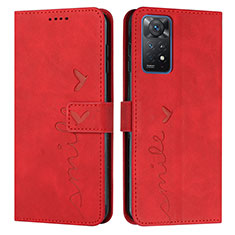 Leather Case Stands Flip Cover Holder Y03X for Xiaomi Redmi Note 11 Pro 5G Red