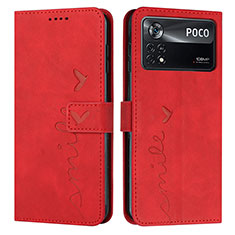 Leather Case Stands Flip Cover Holder Y03X for Xiaomi Redmi Note 11E Pro 5G Red