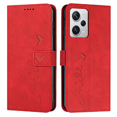 Leather Case Stands Flip Cover Holder Y03X for Xiaomi Redmi Note 12 Pro 5G Red