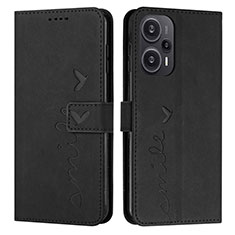 Leather Case Stands Flip Cover Holder Y03X for Xiaomi Redmi Note 12 Turbo 5G Black