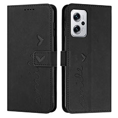 Leather Case Stands Flip Cover Holder Y03X for Xiaomi Redmi Note 12T Pro 5G Black