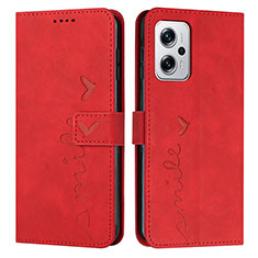 Leather Case Stands Flip Cover Holder Y03X for Xiaomi Redmi Note 12T Pro 5G Red