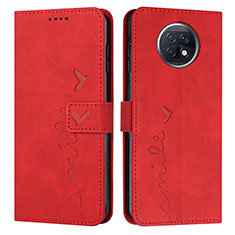 Leather Case Stands Flip Cover Holder Y03X for Xiaomi Redmi Note 9 5G Red