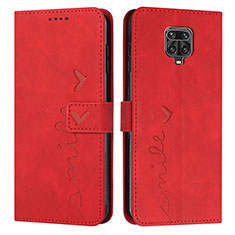 Leather Case Stands Flip Cover Holder Y03X for Xiaomi Redmi Note 9S Red