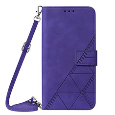 Leather Case Stands Flip Cover Holder Y04B for Samsung Galaxy A12 Purple