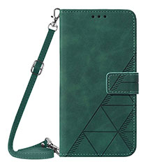 Leather Case Stands Flip Cover Holder Y04B for Samsung Galaxy A22 5G Green