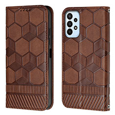 Leather Case Stands Flip Cover Holder Y04B for Samsung Galaxy A23 4G Brown