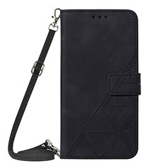 Leather Case Stands Flip Cover Holder Y04B for Samsung Galaxy A24 4G Black