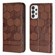 Leather Case Stands Flip Cover Holder Y04B for Samsung Galaxy A33 5G Brown