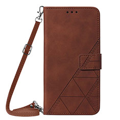 Leather Case Stands Flip Cover Holder Y04B for Samsung Galaxy S23 FE 5G Brown