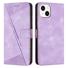 Leather Case Stands Flip Cover Holder Y04X for Apple iPhone 15 Plus Purple