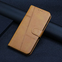 Leather Case Stands Flip Cover Holder Y04X for Google Pixel 6a 5G Light Brown