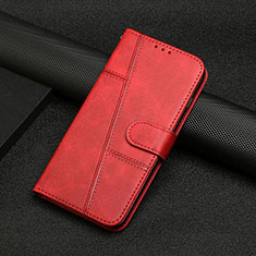 Leather Case Stands Flip Cover Holder Y04X for Motorola Moto E22S Red