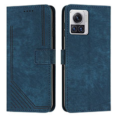 Leather Case Stands Flip Cover Holder Y04X for Motorola Moto Edge 30 Ultra 5G Blue