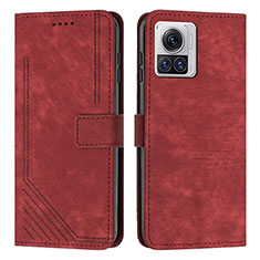 Leather Case Stands Flip Cover Holder Y04X for Motorola Moto Edge 30 Ultra 5G Red