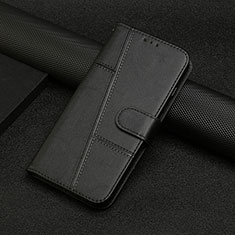 Leather Case Stands Flip Cover Holder Y04X for Motorola Moto G72 Black