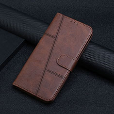 Leather Case Stands Flip Cover Holder Y04X for Motorola Moto G73 5G Brown