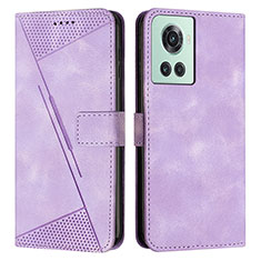 Leather Case Stands Flip Cover Holder Y04X for OnePlus 10R 5G Purple