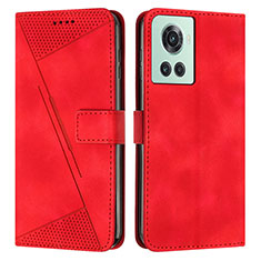 Leather Case Stands Flip Cover Holder Y04X for OnePlus 10R 5G Red