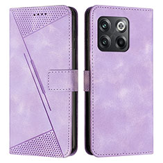 Leather Case Stands Flip Cover Holder Y04X for OnePlus 10T 5G Purple