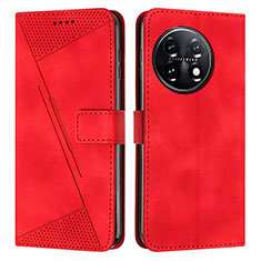 Leather Case Stands Flip Cover Holder Y04X for OnePlus 11 5G Red