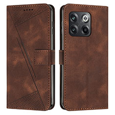 Leather Case Stands Flip Cover Holder Y04X for OnePlus Ace Pro 5G Brown