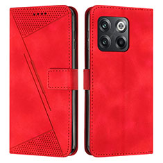 Leather Case Stands Flip Cover Holder Y04X for OnePlus Ace Pro 5G Red