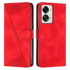 Leather Case Stands Flip Cover Holder Y04X for OnePlus Nord 2T 5G Red