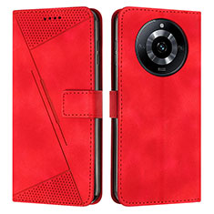 Leather Case Stands Flip Cover Holder Y04X for Realme 11 Pro 5G Red