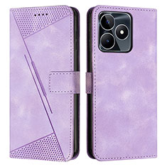 Leather Case Stands Flip Cover Holder Y04X for Realme C51 Purple