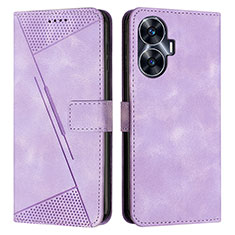 Leather Case Stands Flip Cover Holder Y04X for Realme C55 Purple